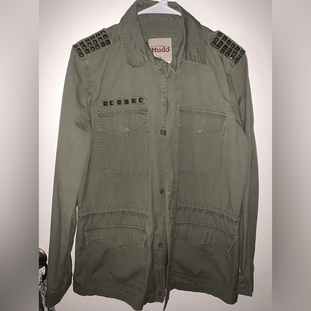 Women’s Green Canvas Jacket w/ Shoulder Studs